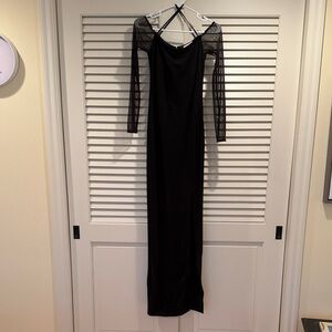 Marcella NYC Black Long Sleeve Dress with Sheer Accents